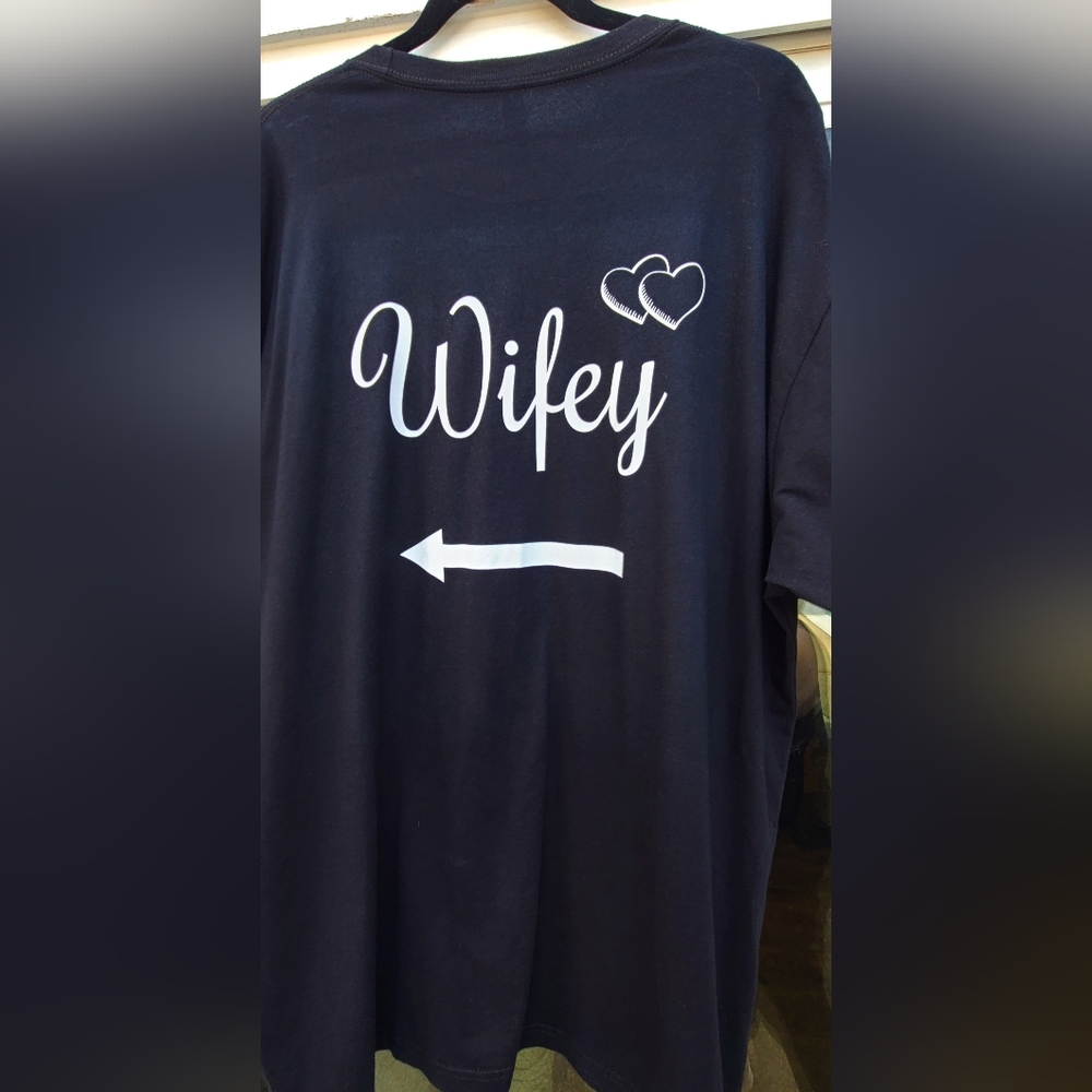 Matching “Just Married” Hubby & Wifey Black Shirts Set of 2 Plus Size XXL 18/20 - Picture 13 of 16